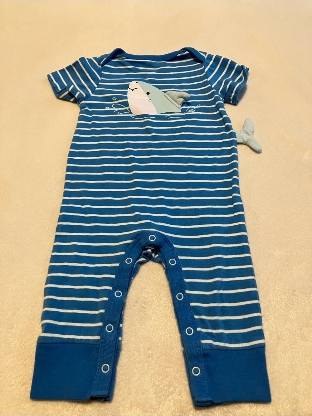 Blue Striped Shark One-Piece Romper